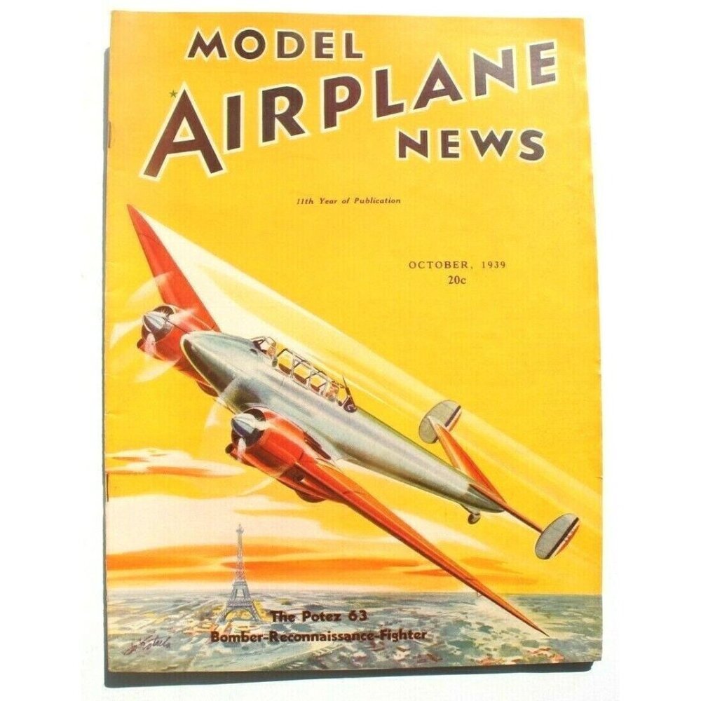 Vtg October 1939 Model Airplane News Magazine - The Potez 63 Bomber Fighter